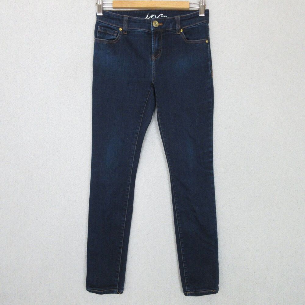 Inc Skinny Leg‎ Regular Fit Dark Blue Wash Size 0 (27x28.5) Logo Embroidered